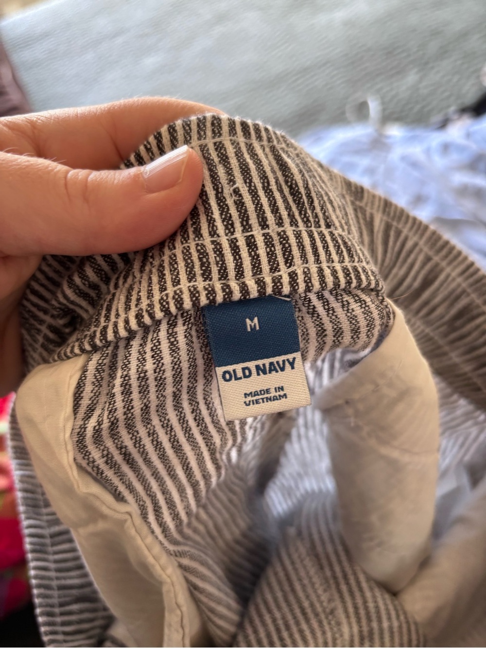 Navy and White Stripe Casual Pants - Picture 5 of 6